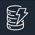 An icon of AWS DynamoDB. There is a lightning bolt in front of a cylinder.