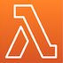 The icon of AWS Lambda. It has an orange background and a shape that resembles the letter A.
